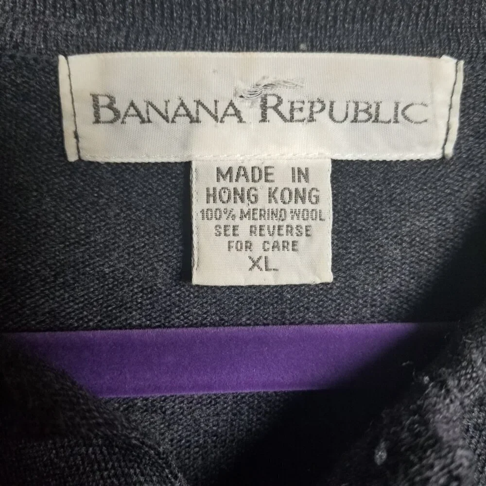 Banana Republic Dark Grey Merino Wool Men's Longsleeve Shirt Sz XL